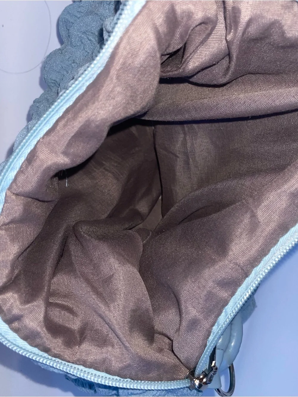 Light Blue Popcorn / Bubble Textured Shoulder Bag – Knotted Strap